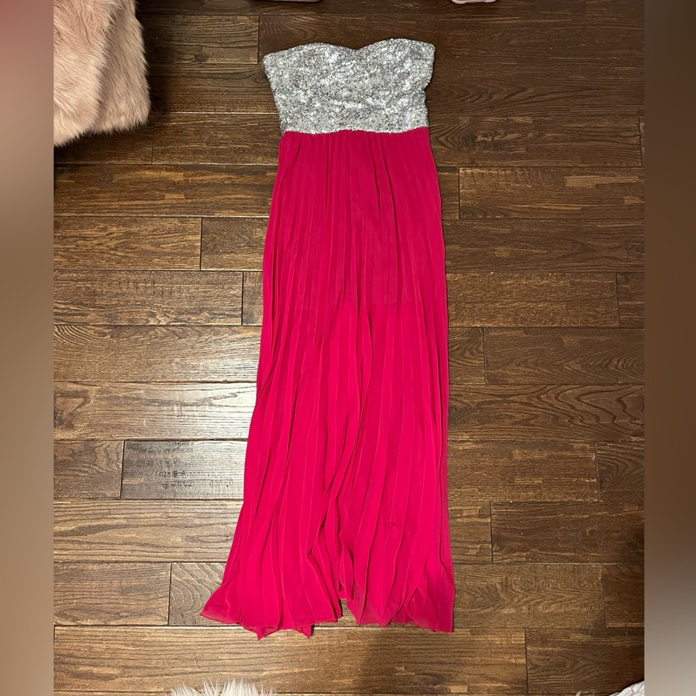 BEAUTIFUL Pink & Silver Prom Dress